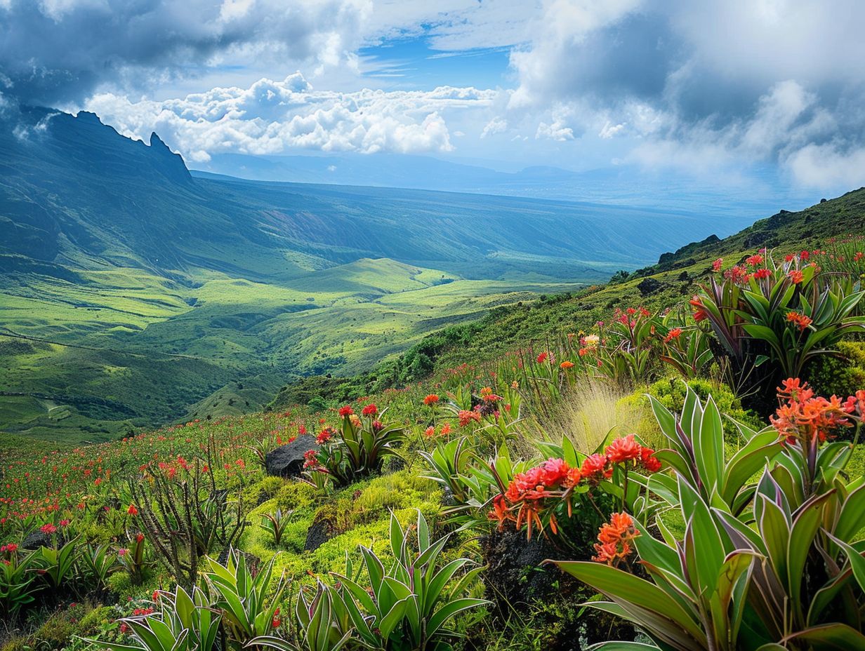 What types of flora can be found on Mount Kilimanjaro?